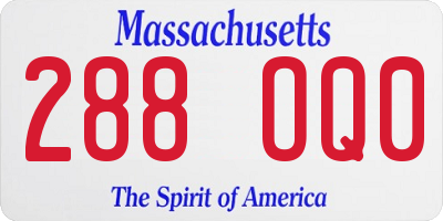 MA license plate 288OQ0