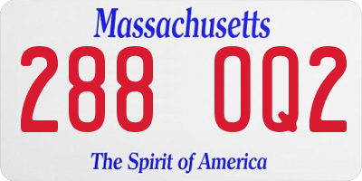 MA license plate 288OQ2