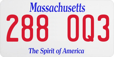 MA license plate 288OQ3