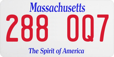 MA license plate 288OQ7