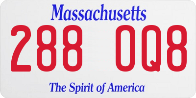 MA license plate 288OQ8