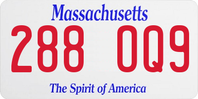 MA license plate 288OQ9
