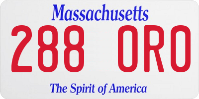 MA license plate 288OR0