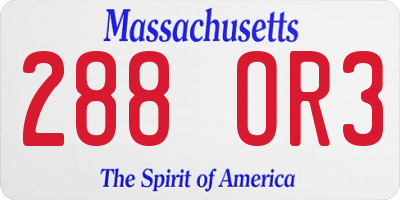 MA license plate 288OR3