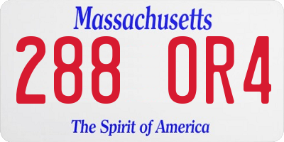 MA license plate 288OR4
