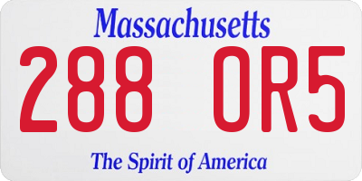MA license plate 288OR5