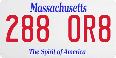 MA license plate 288OR8