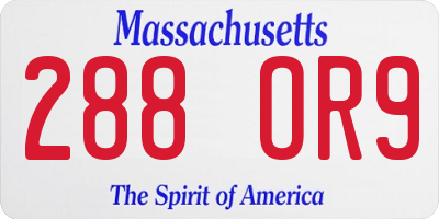 MA license plate 288OR9