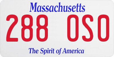 MA license plate 288OS0