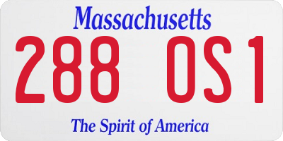 MA license plate 288OS1