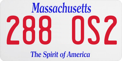 MA license plate 288OS2