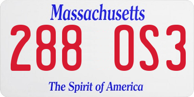 MA license plate 288OS3