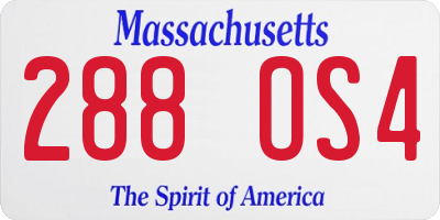 MA license plate 288OS4