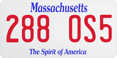 MA license plate 288OS5