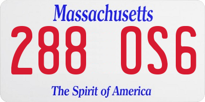 MA license plate 288OS6