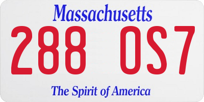 MA license plate 288OS7