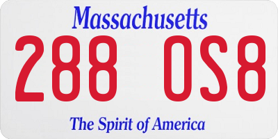 MA license plate 288OS8