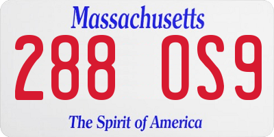 MA license plate 288OS9