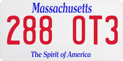 MA license plate 288OT3