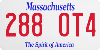 MA license plate 288OT4