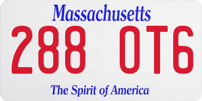 MA license plate 288OT6