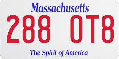 MA license plate 288OT8