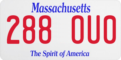 MA license plate 288OU0