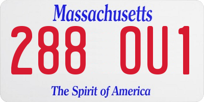 MA license plate 288OU1
