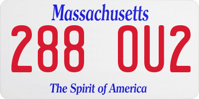 MA license plate 288OU2