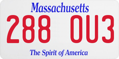 MA license plate 288OU3