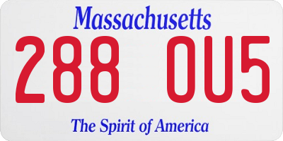 MA license plate 288OU5