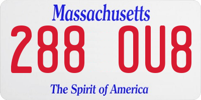MA license plate 288OU8