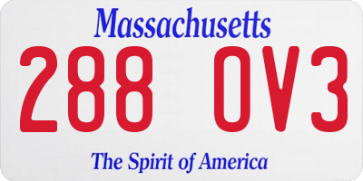 MA license plate 288OV3