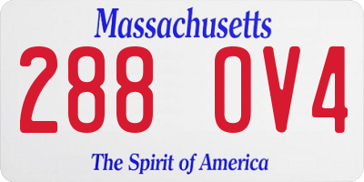 MA license plate 288OV4