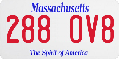 MA license plate 288OV8