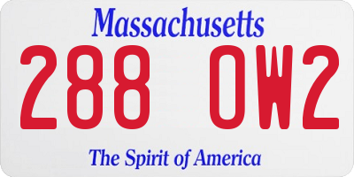 MA license plate 288OW2