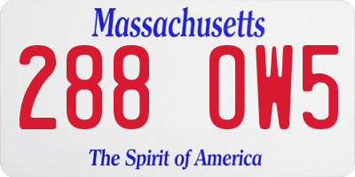 MA license plate 288OW5