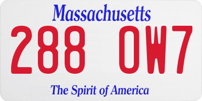 MA license plate 288OW7