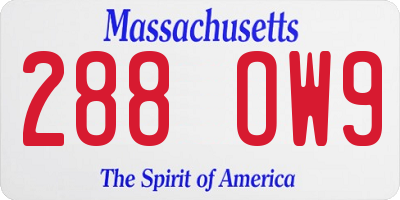 MA license plate 288OW9