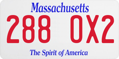 MA license plate 288OX2
