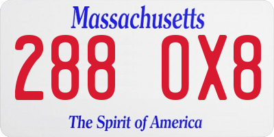 MA license plate 288OX8