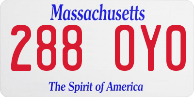 MA license plate 288OY0