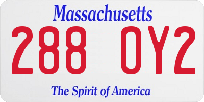 MA license plate 288OY2