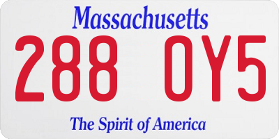 MA license plate 288OY5