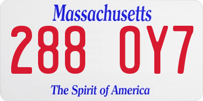 MA license plate 288OY7