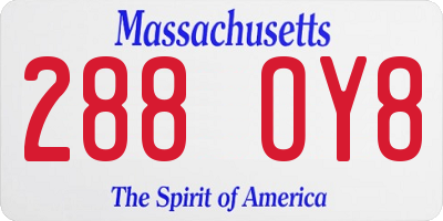 MA license plate 288OY8