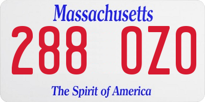 MA license plate 288OZ0