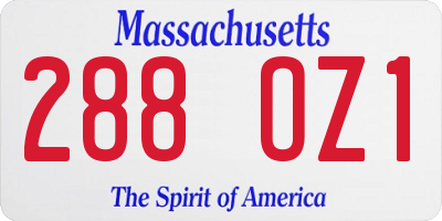 MA license plate 288OZ1