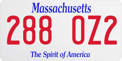 MA license plate 288OZ2