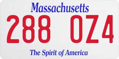 MA license plate 288OZ4